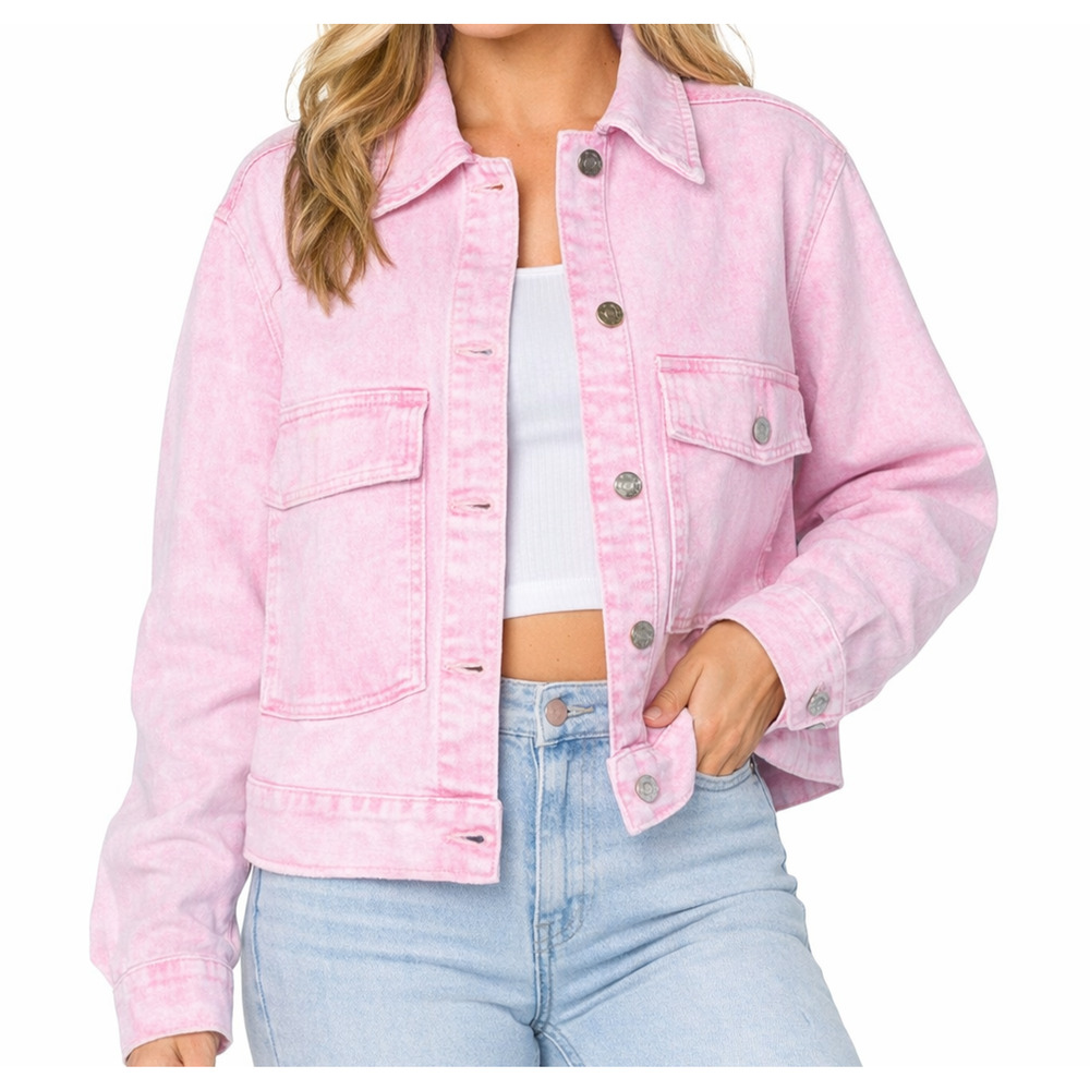 Celebrity Pink Oversize Denim Jacket Pink Acid Wash XS (Runs Much Larger) NWOT